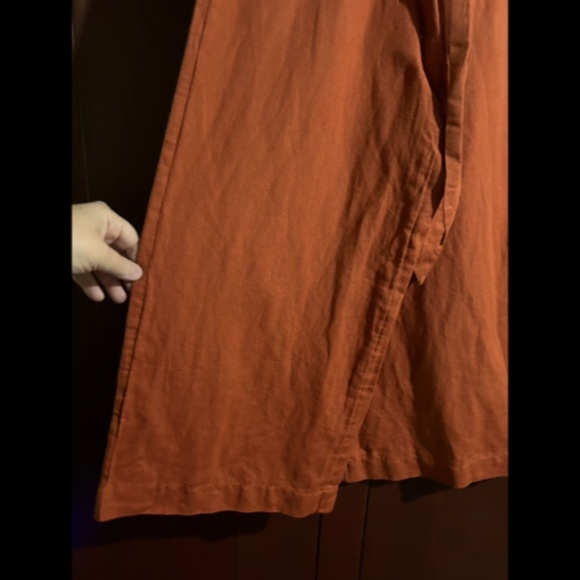 NWOT Urban Outfitters Linen Tie Front Wide Leg Cropped Pants Rust Orange Size S - Picture 6 of 16